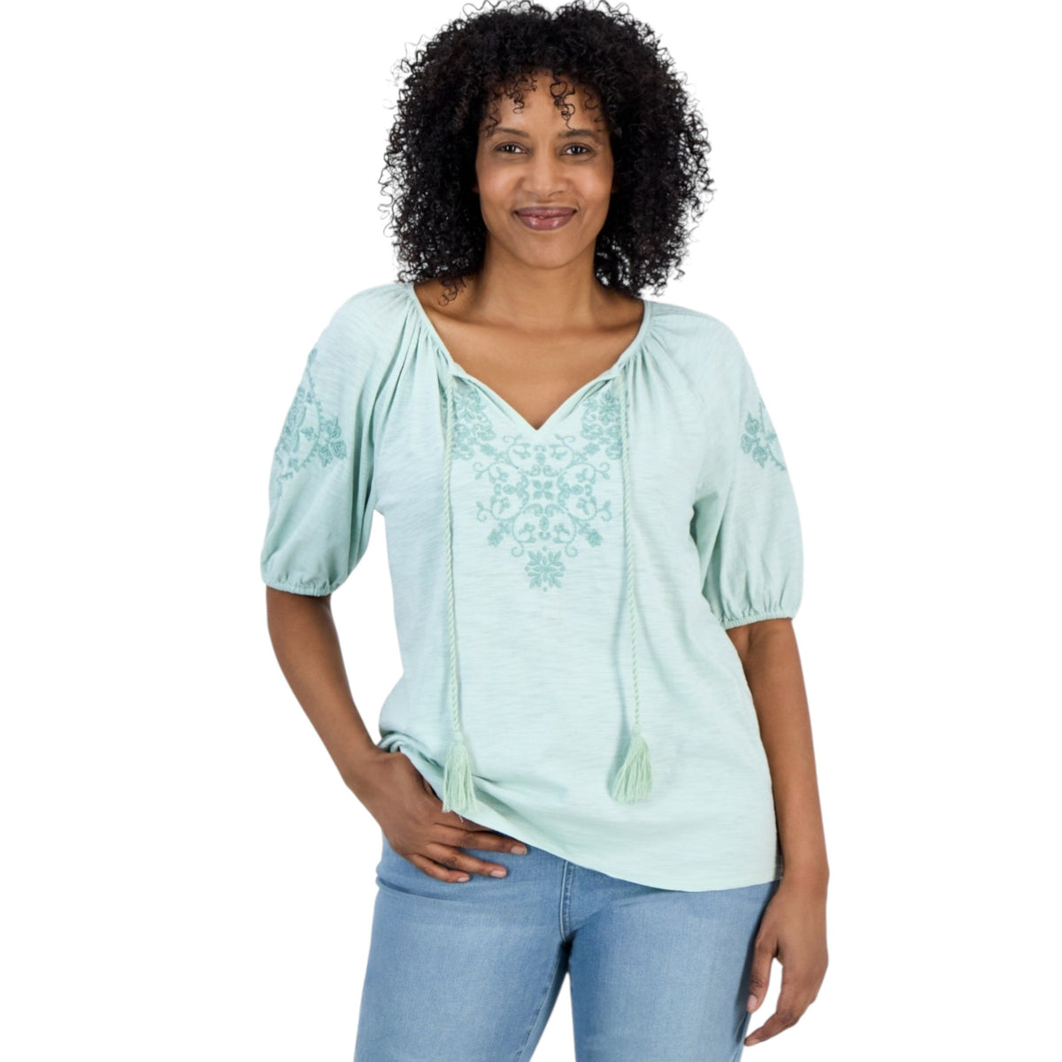 Women's Embroiered Top,Mint