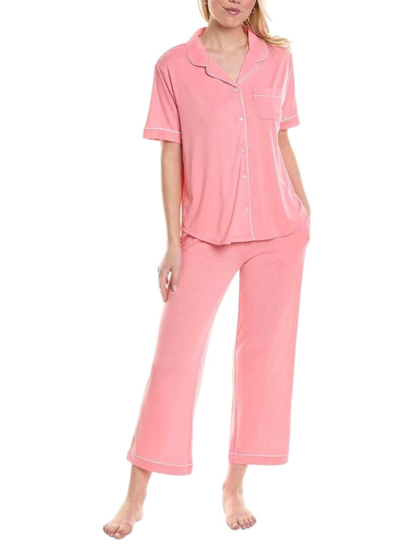 Women's Plain Pajama Set,Pink