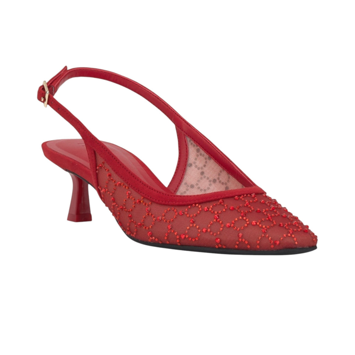 Women's Rhinestones Mesh Heels,Red