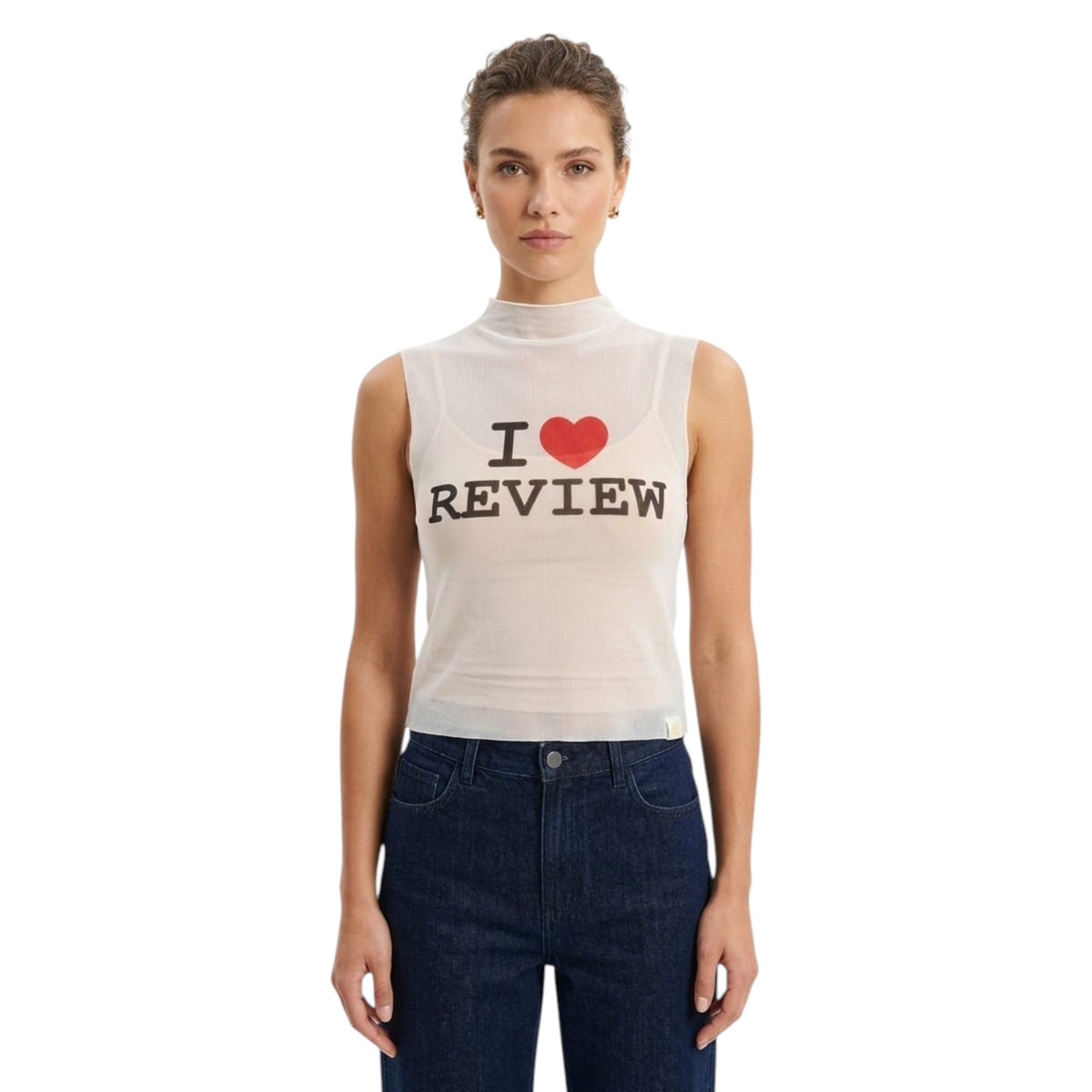 Women's Printed Sheer Top,White