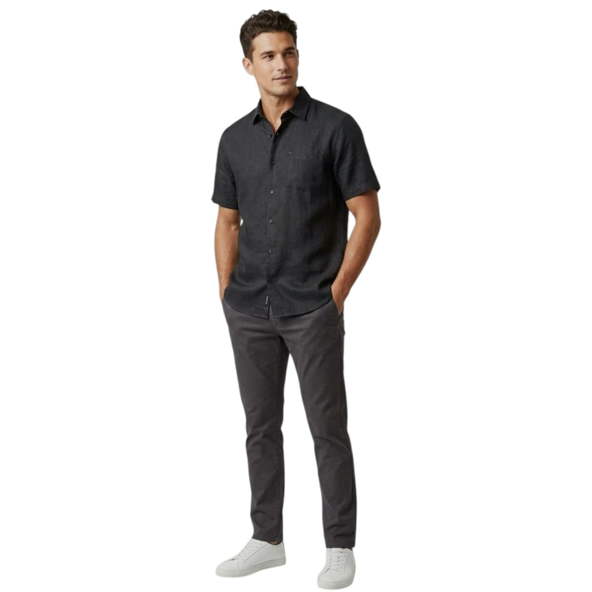 Men's Plain Dress Shirt,Black