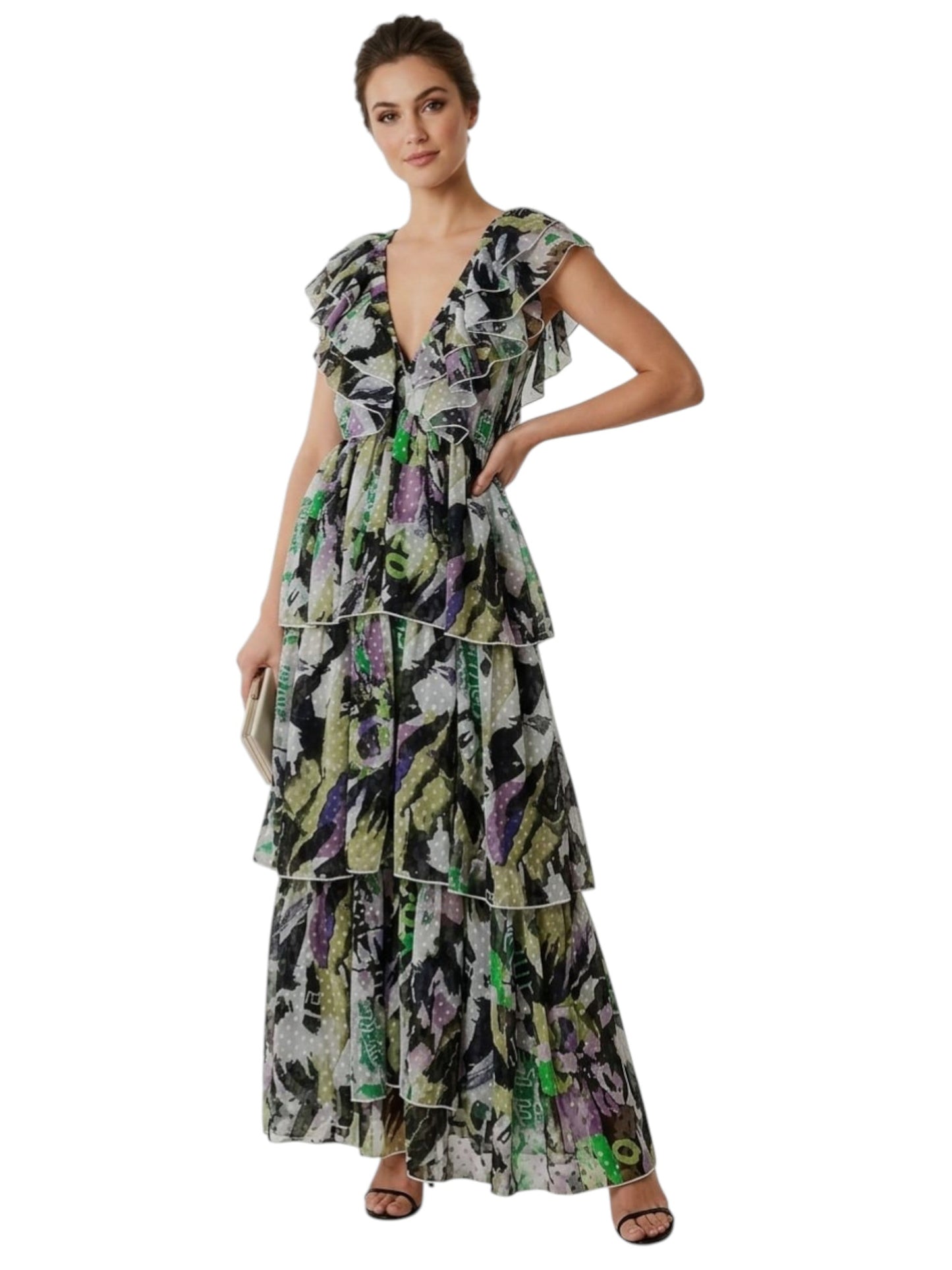 Women's Ruffled Dress,Multi