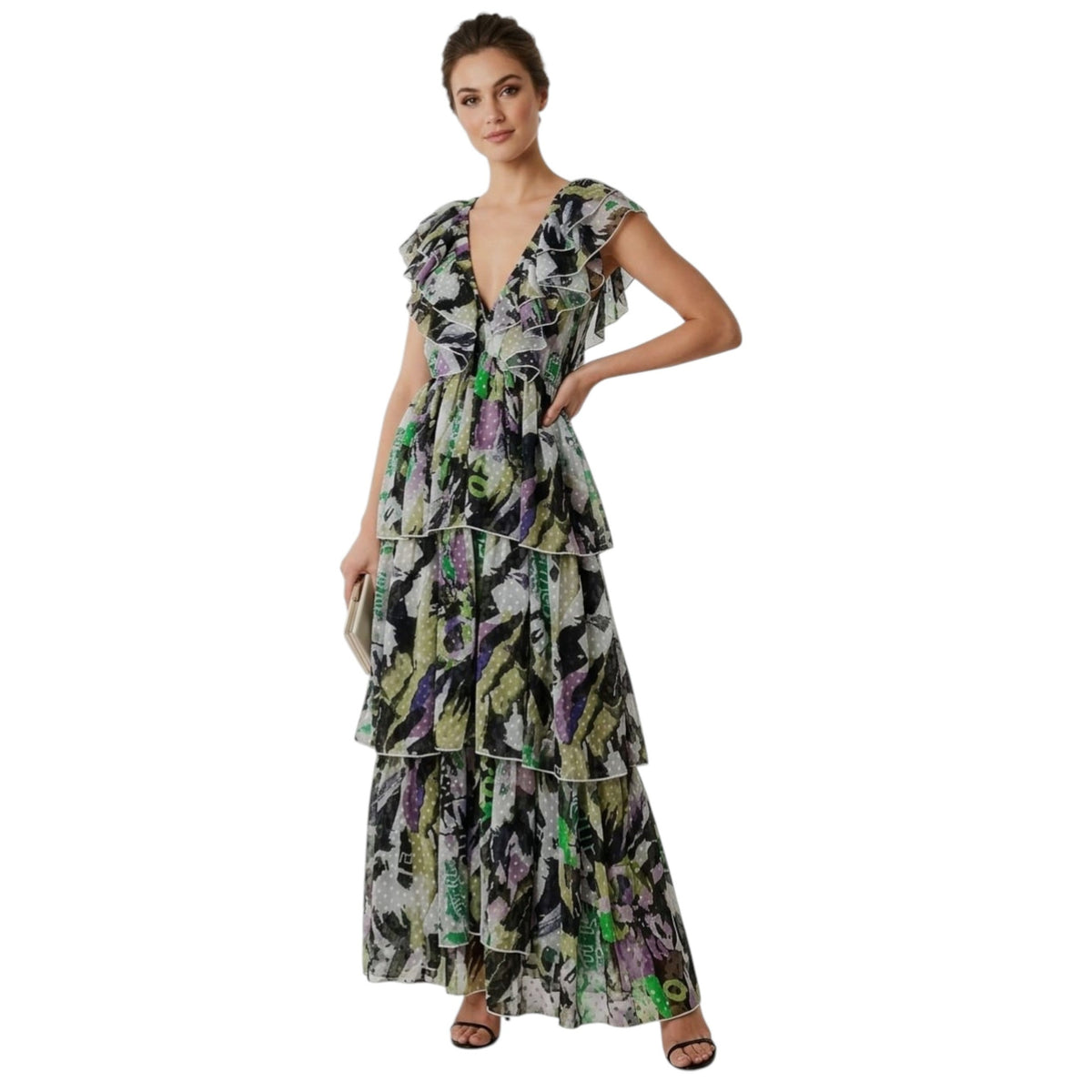 Women's Ruffled Dress,Multi