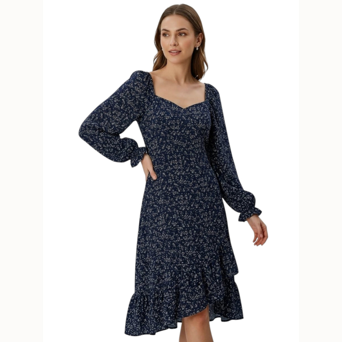 Womens Floral Printed Dress,Navy