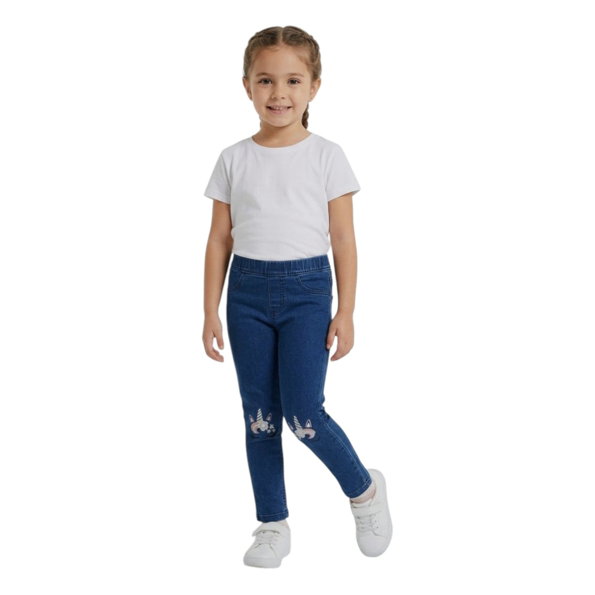 Kids Girl's Embroidered Jeans,Blue
