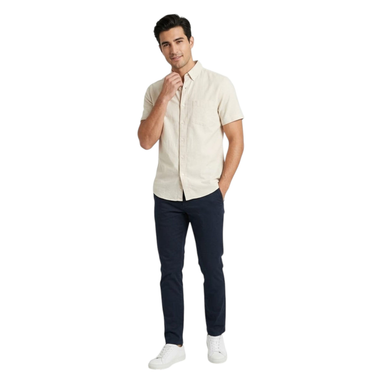 Men's Textured Dress Shirt,Beige