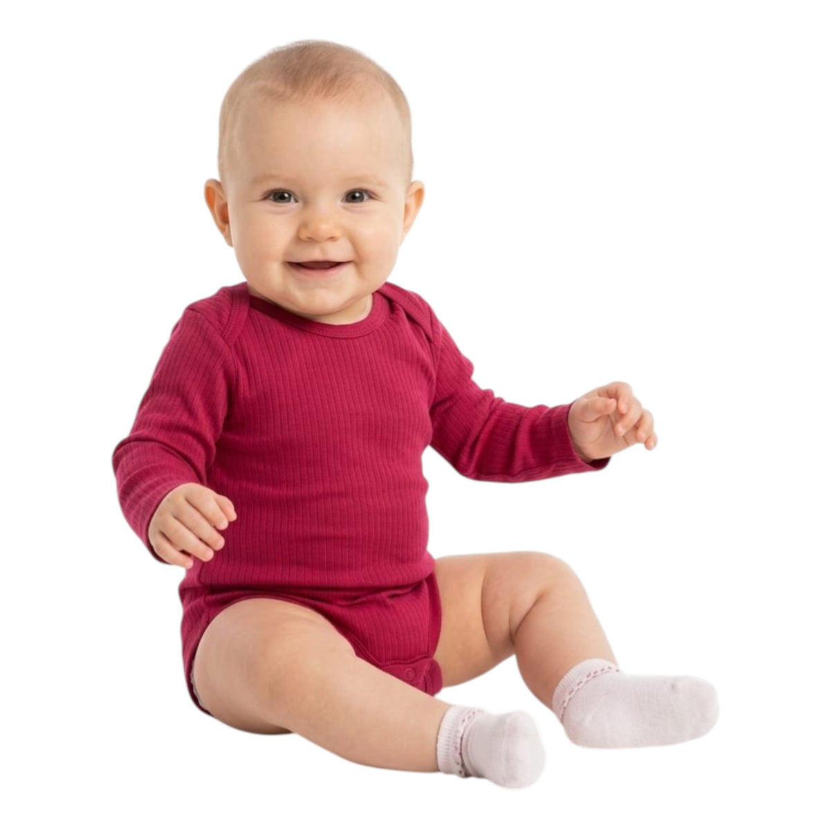 Kids Girl's Knitted Bodysuit,Dark Pink
