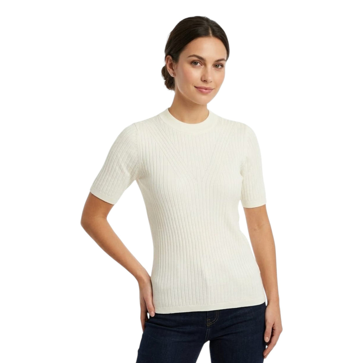 Women's Knitted Ribbed Top,White