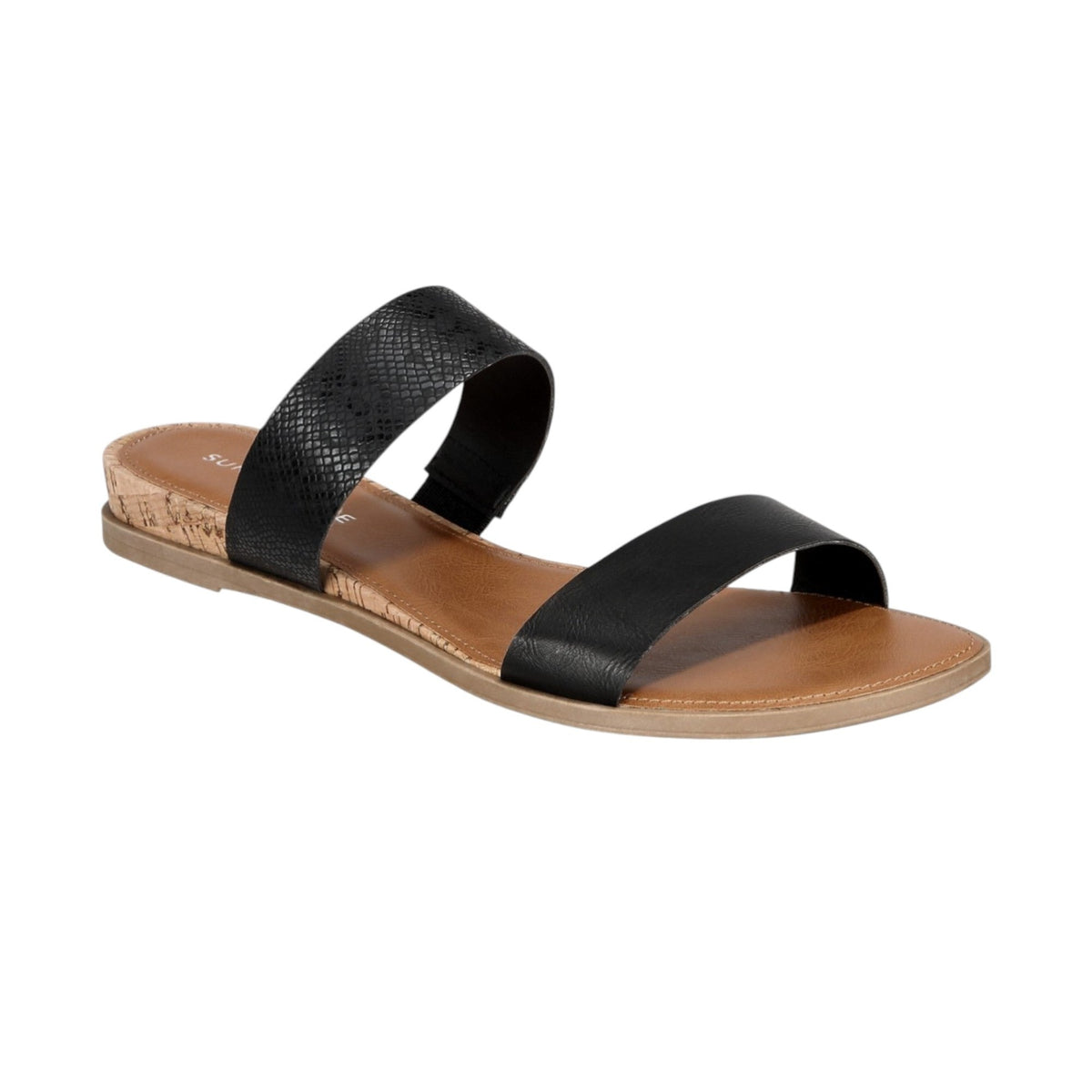 Women's Ribbed Sandals,Black