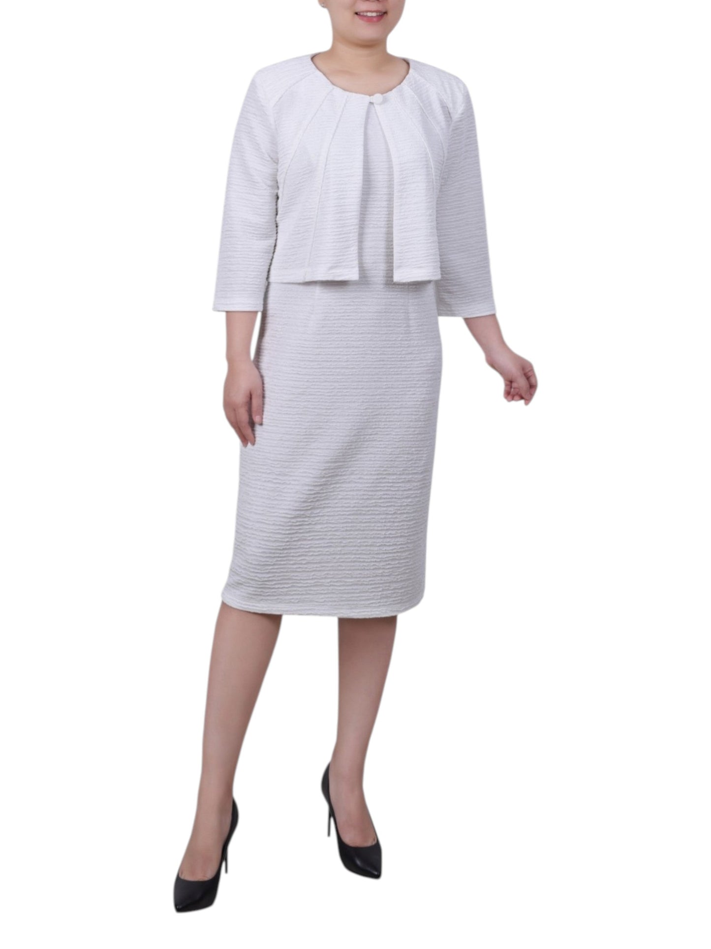 Women's Textured Top Cardigan,White