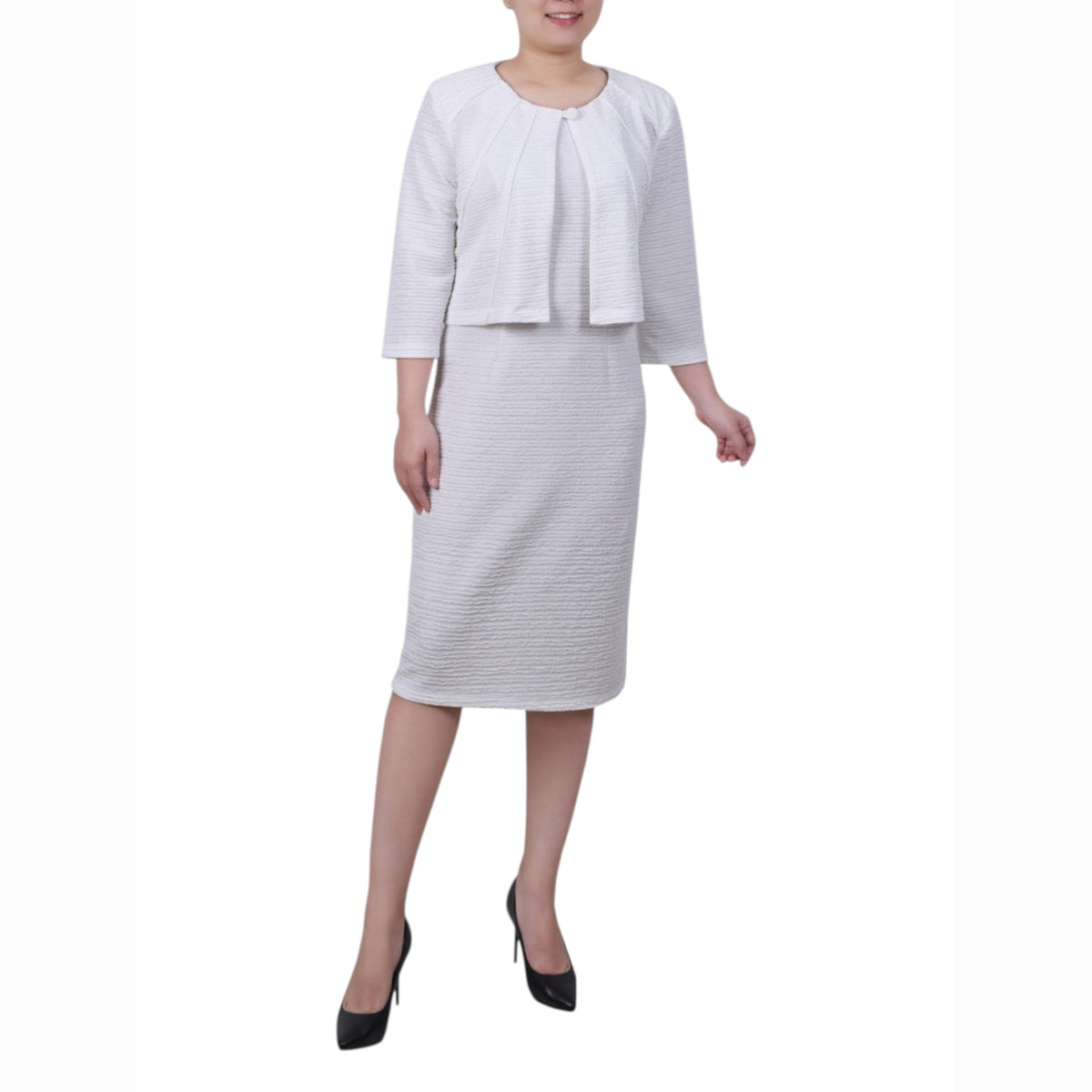Women's Textured Top Cardigan,White
