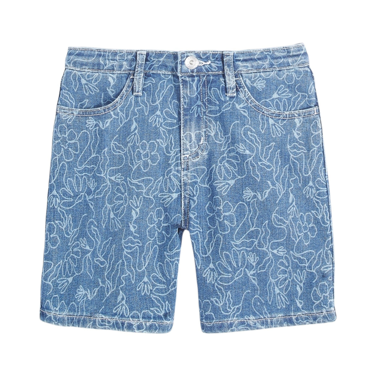 Kids Girl's Printed Short,Jeans Blue