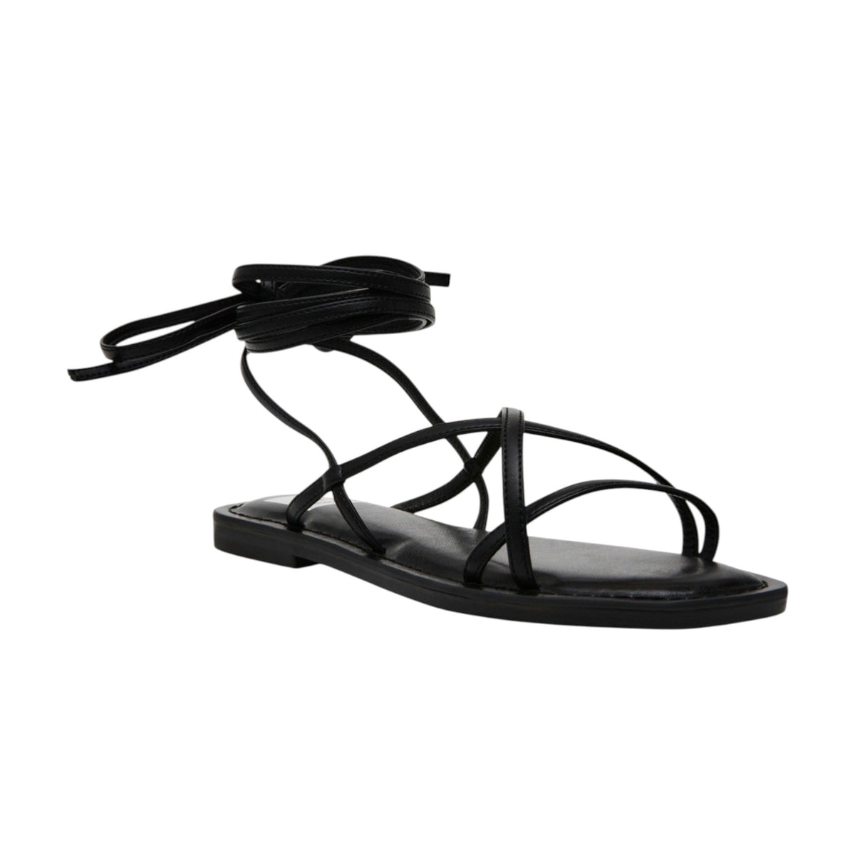 Women's Wrapped Ribbed Sandals,Black