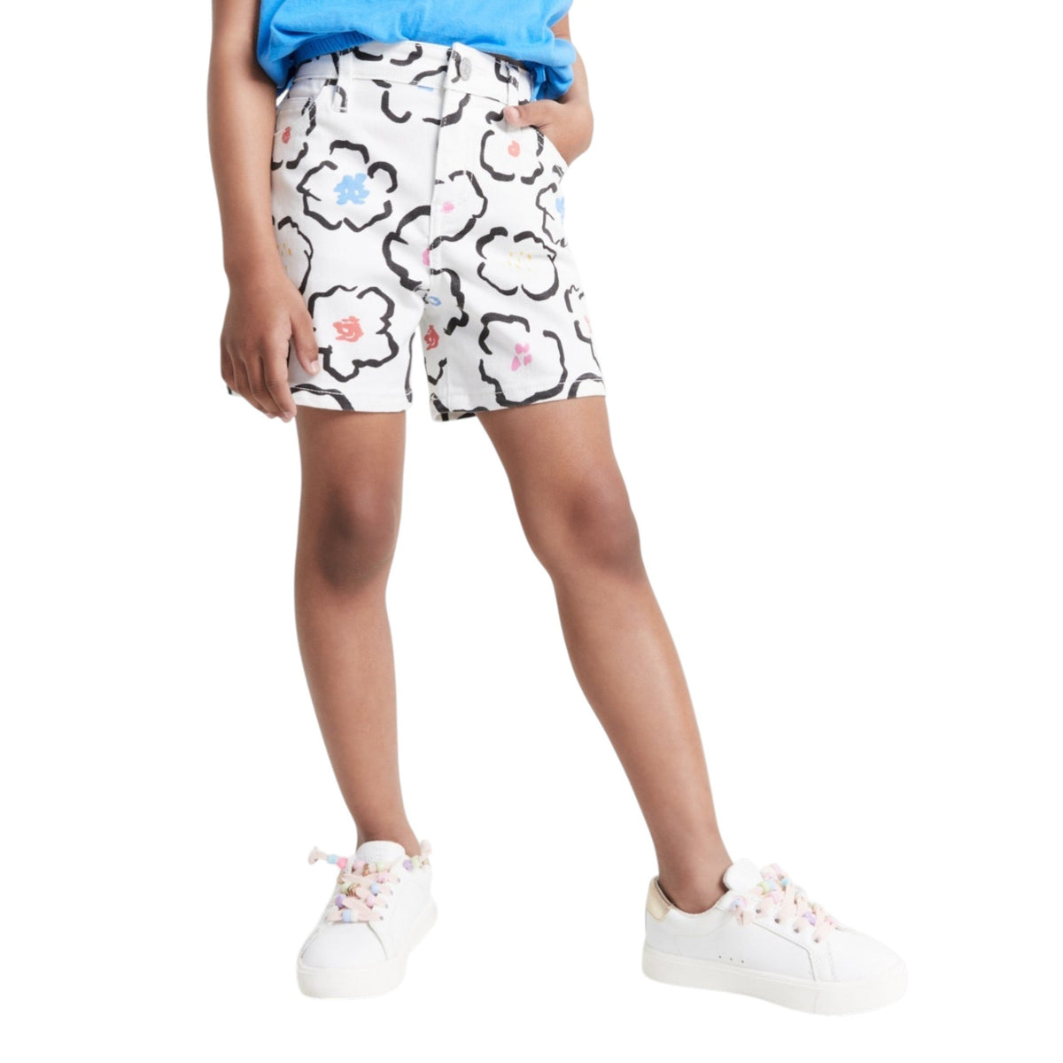 Kids Girl's Printed Short,White