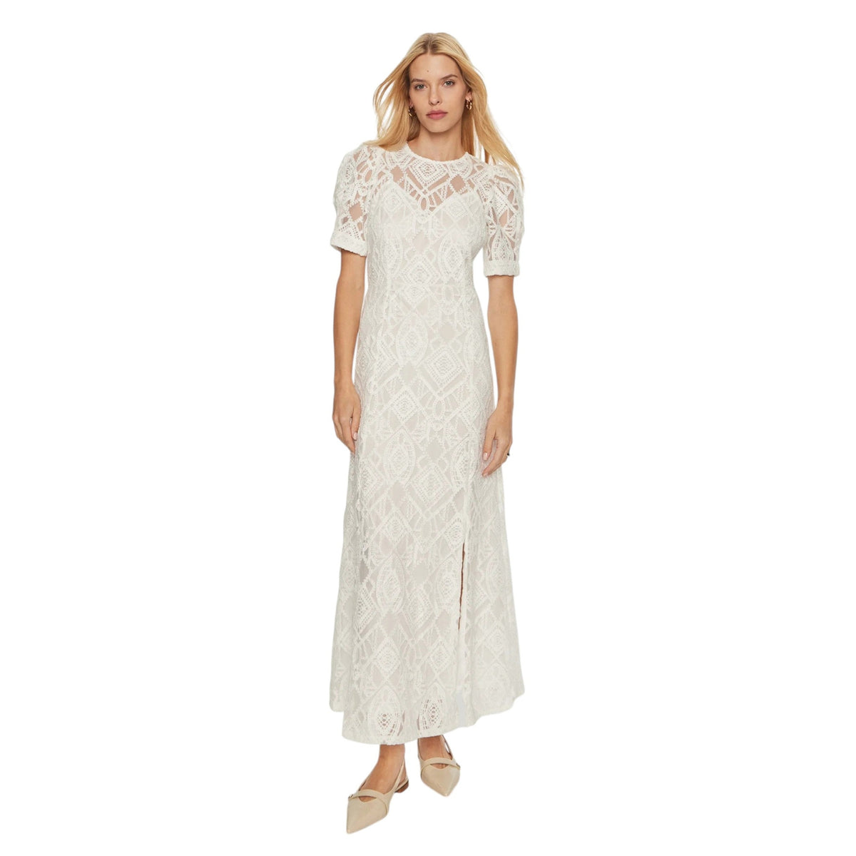Women's Textured Dress,White
