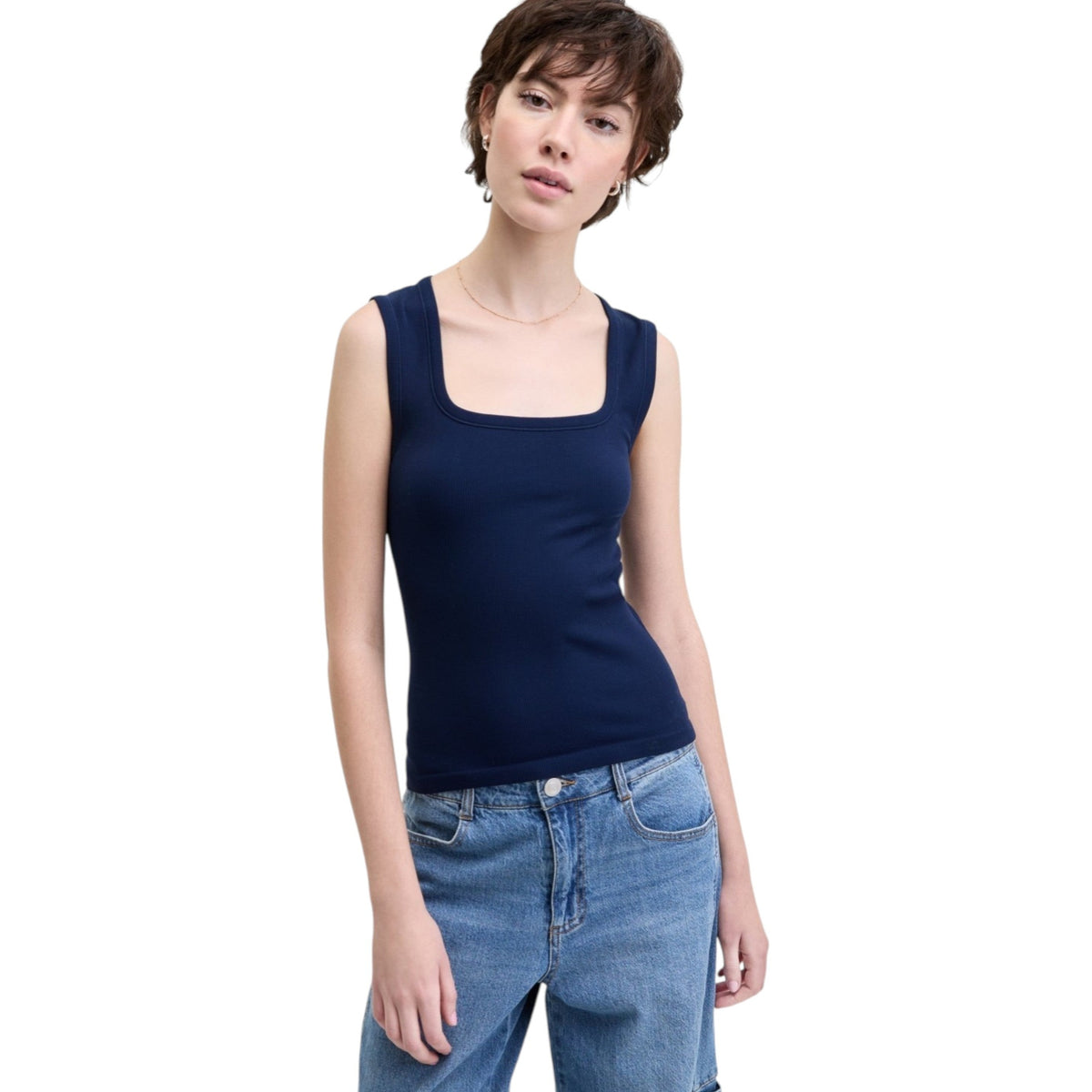Women's Ribbed Top,Navy