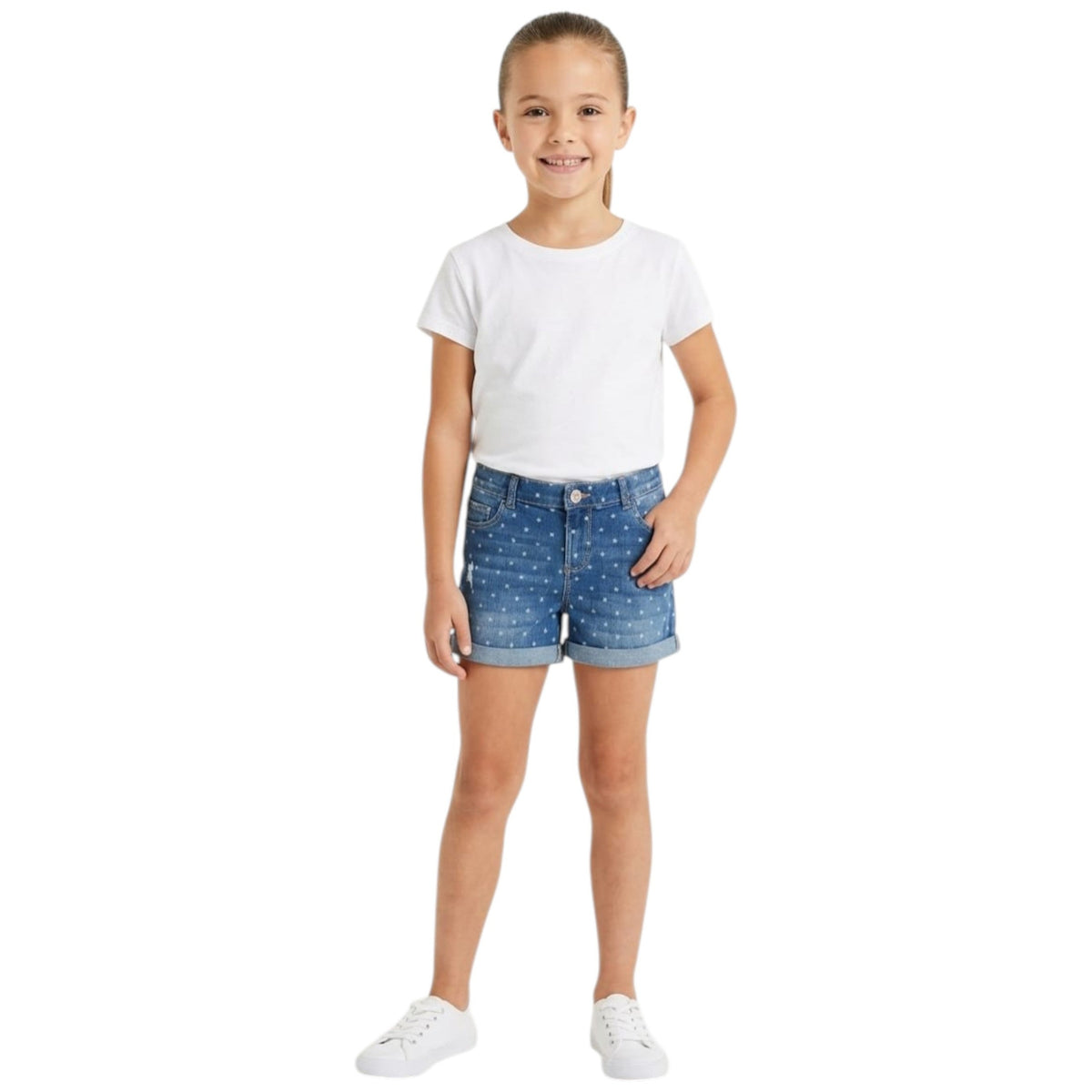 Kids Girl's Stars Printed Short,Navy