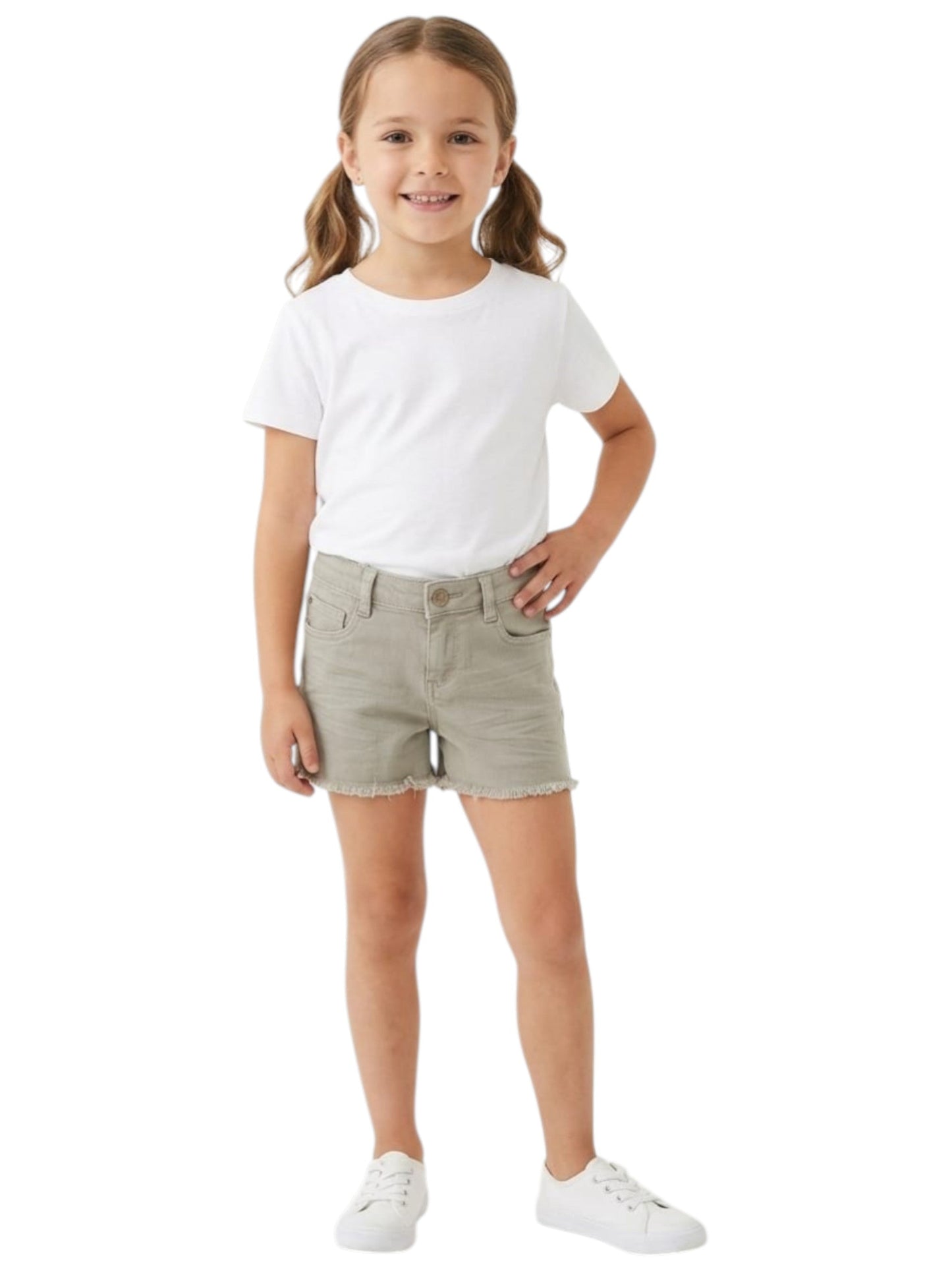Kids Girl's Plain Short,Olive