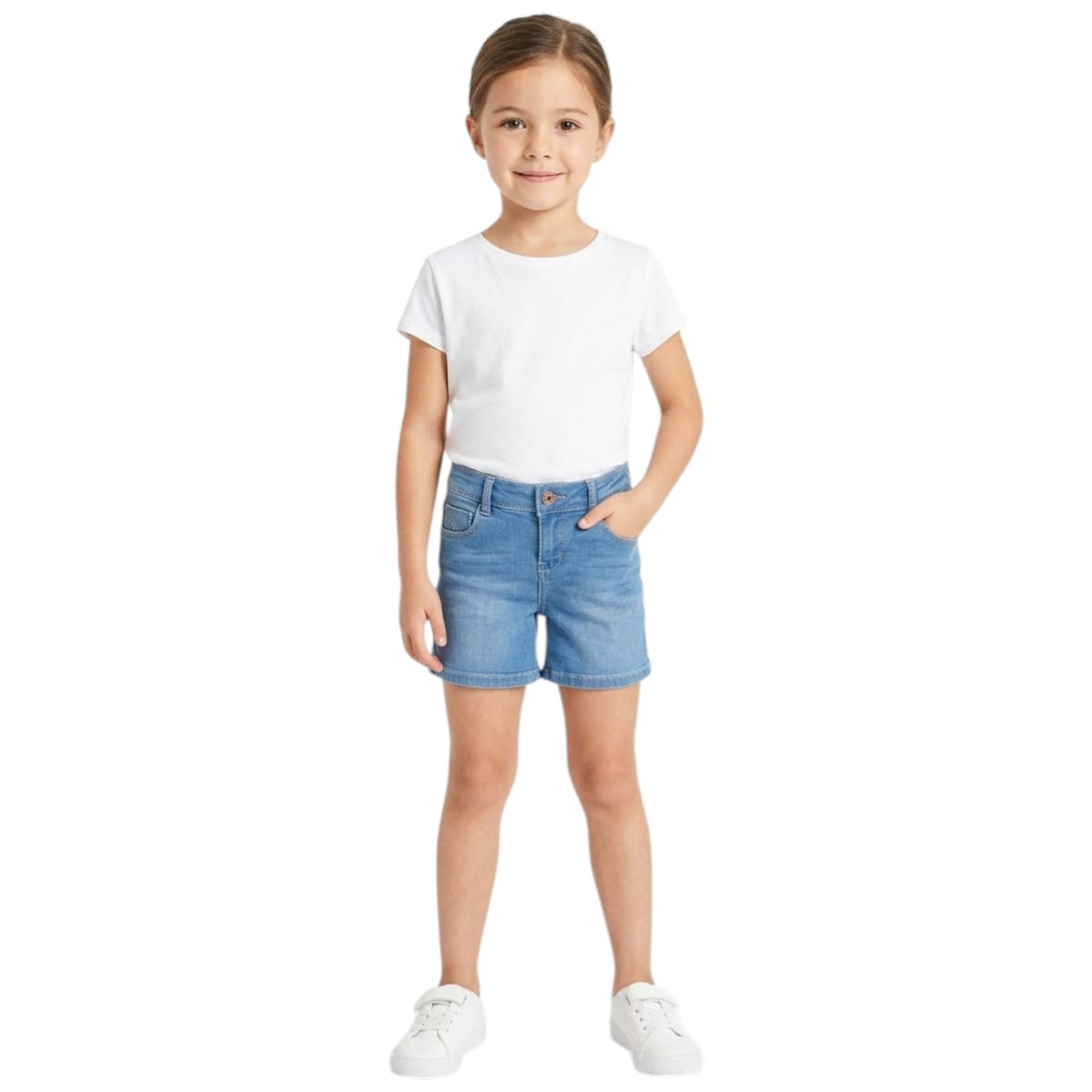 Kids Girl's Plain Short,Jeans Blue