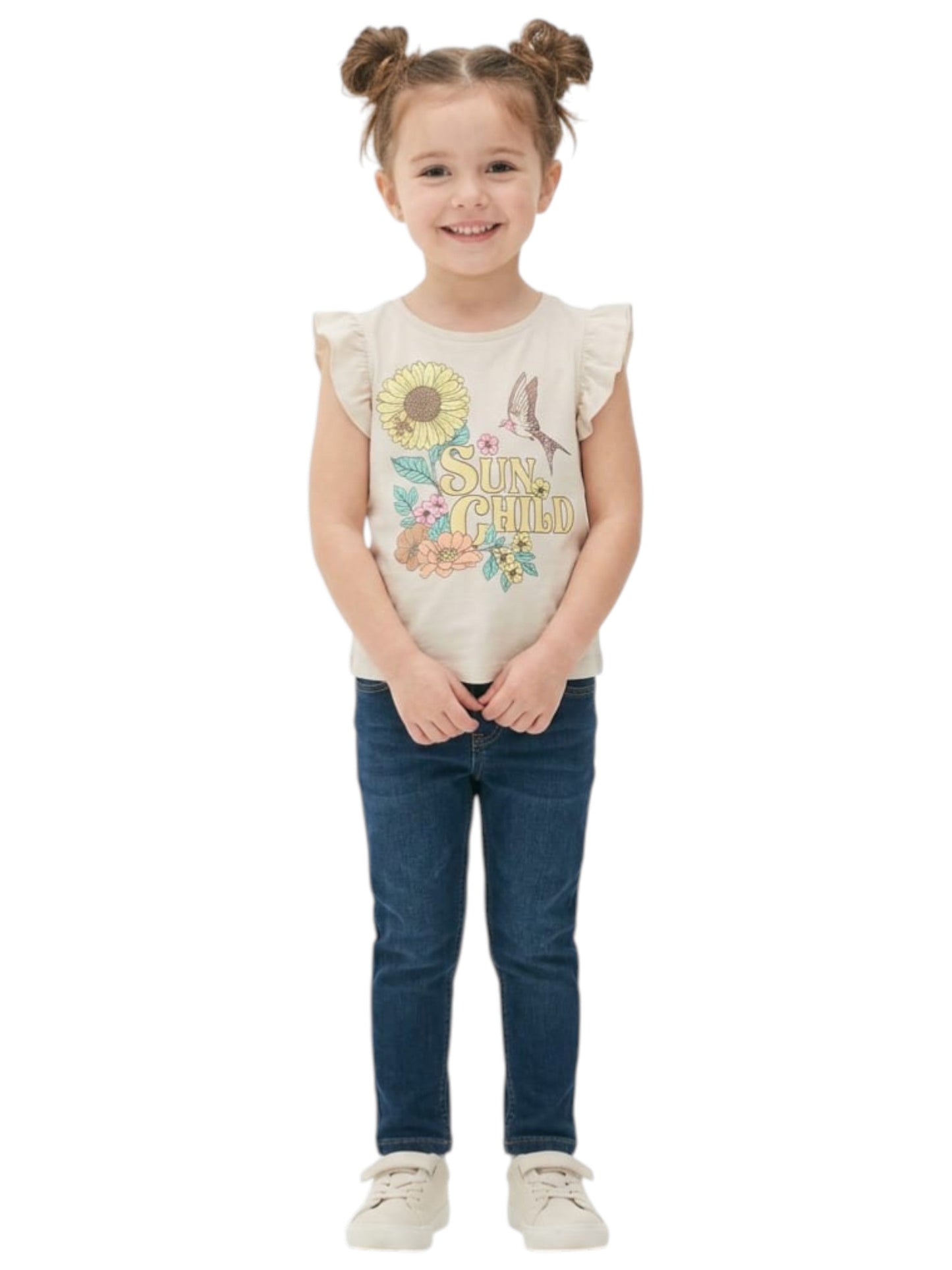 Kids Girl's Printed Top,Light Beige
