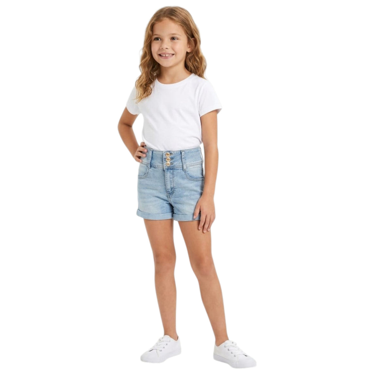 Kids Girl's Plain Short,Jeans Blue