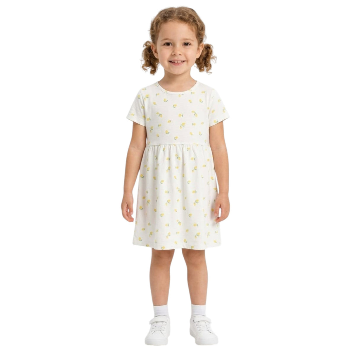 Kids Girl's Printed Dress,White