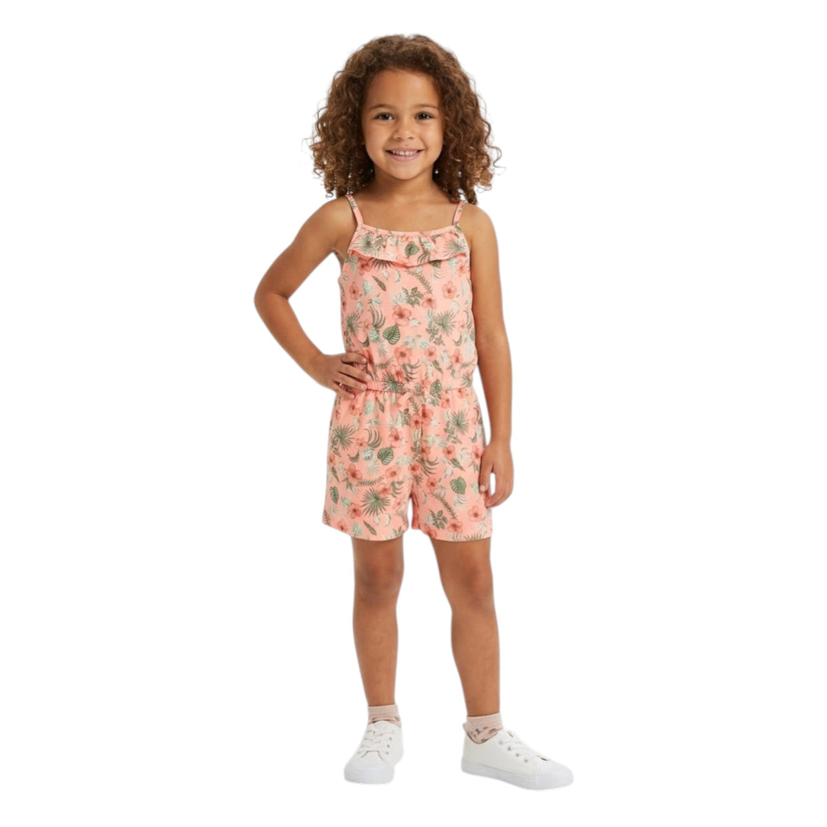 Kids Girl's Printed Jumpsuit,Light Peach