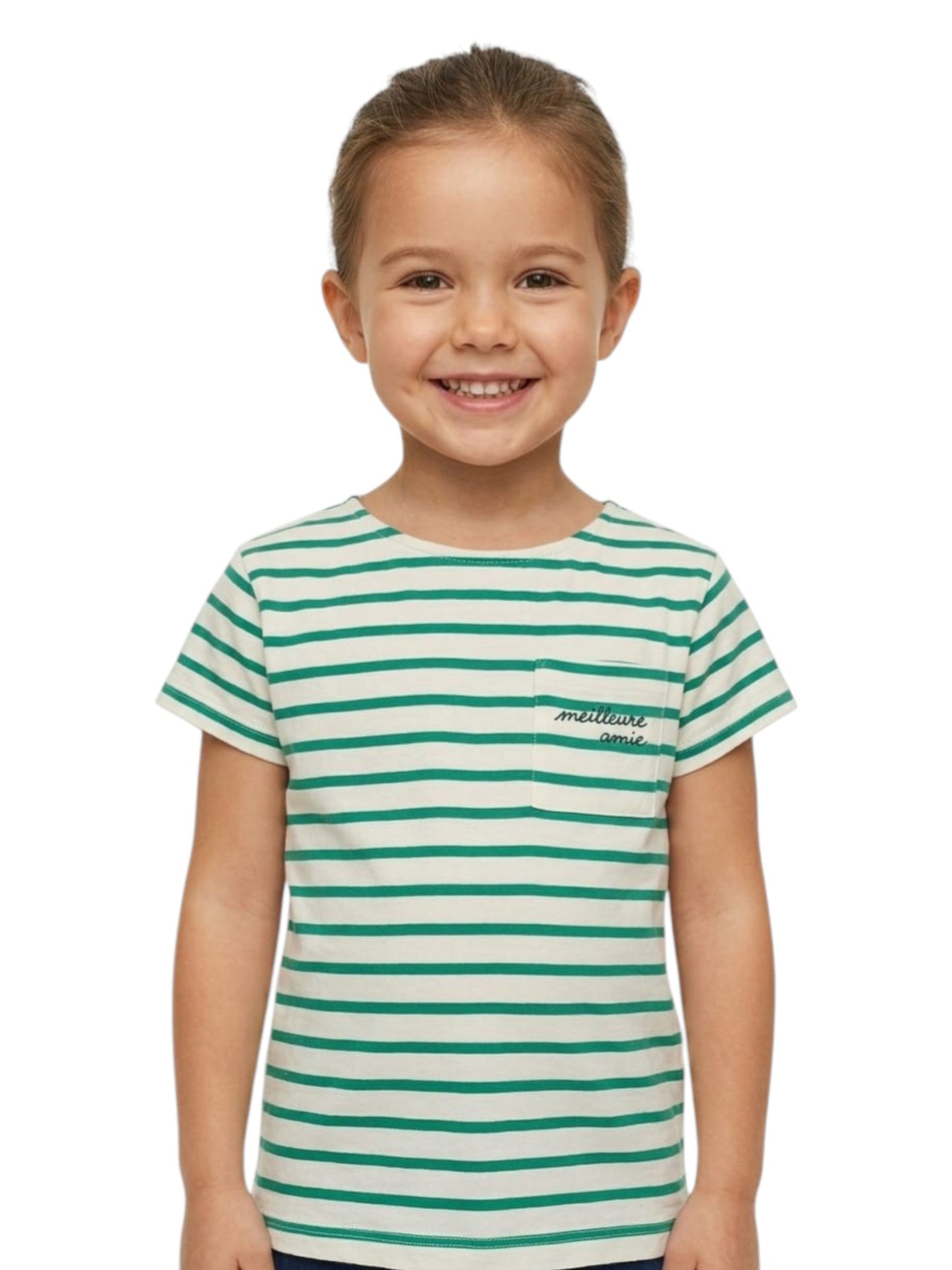 Kids Boy's Green Striped Top,White