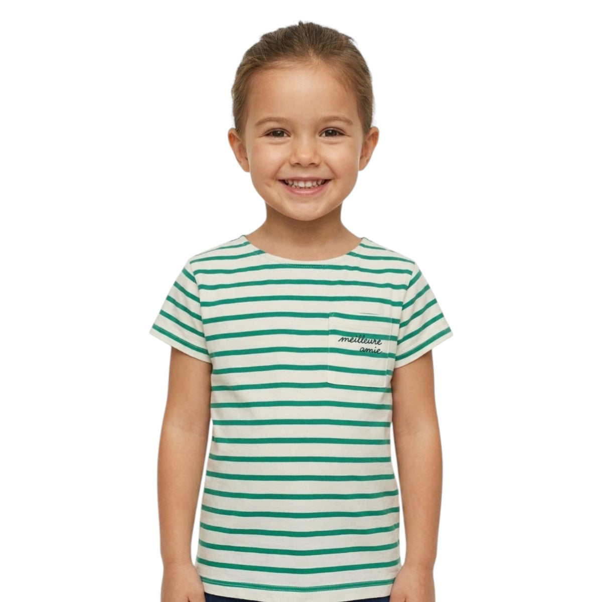 Kids Boy's Green Striped Top,White