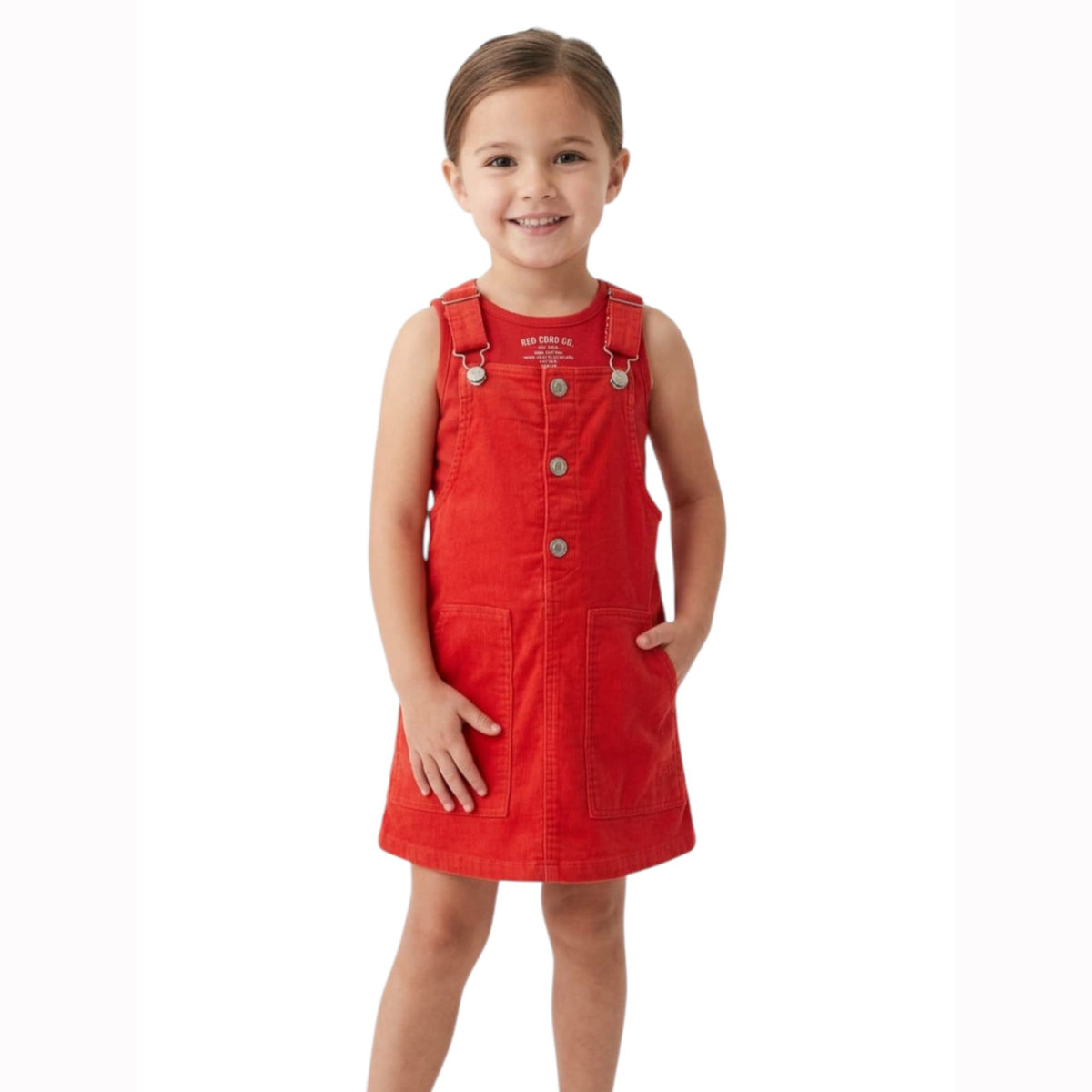 Kids Girl's Plain Dress,Red