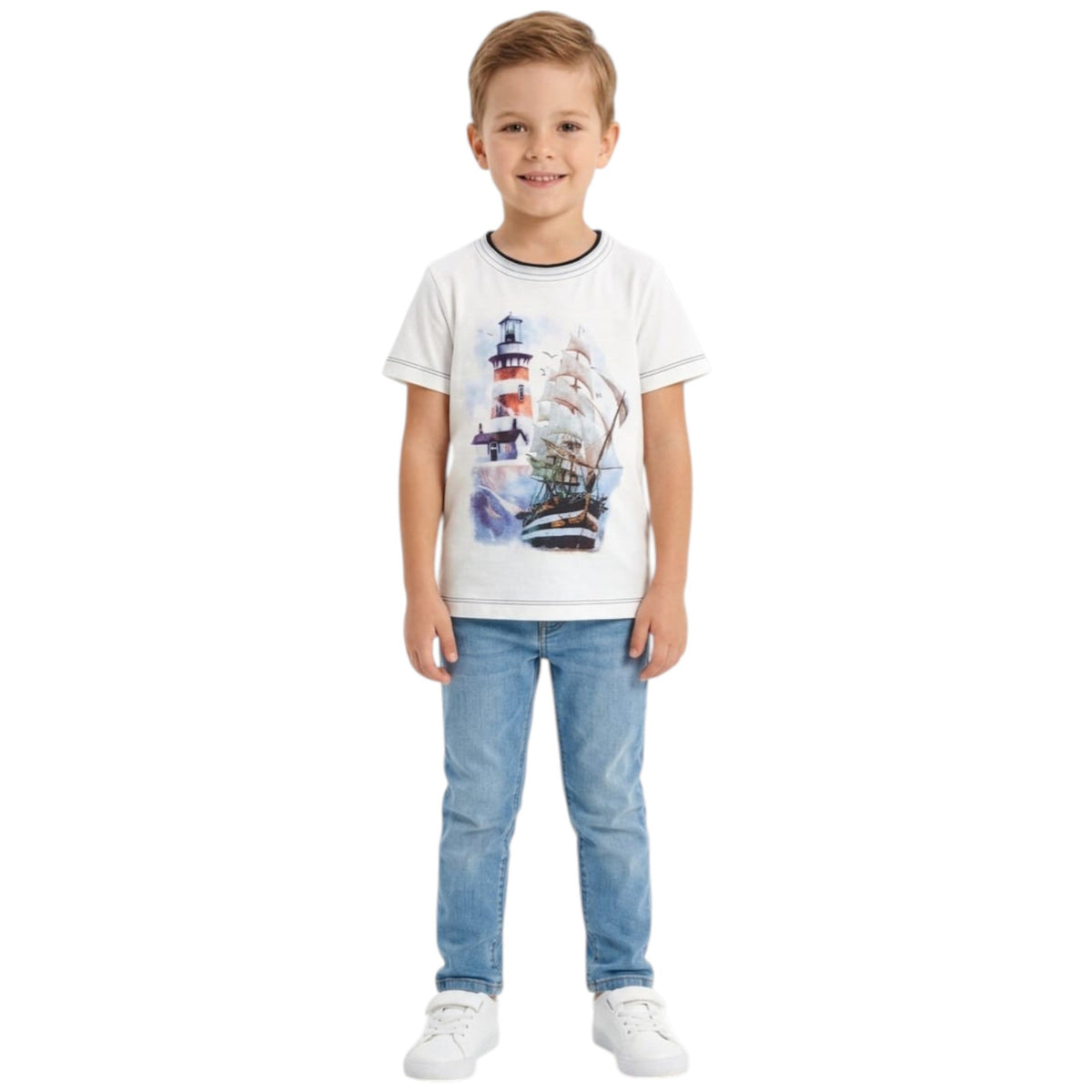 Kids Boy's Printed Top,White