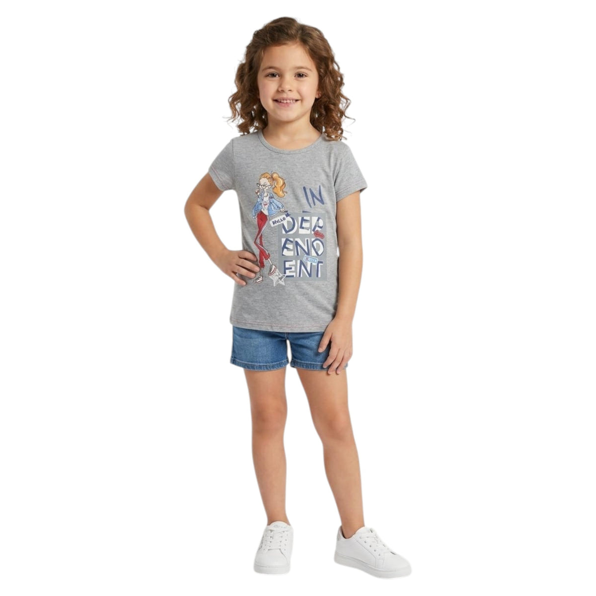Kids Girl's Printed Top,Grey