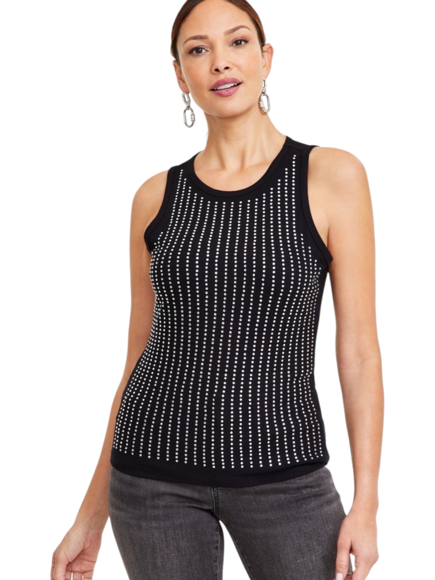 Women's Rhinestones Top,Black