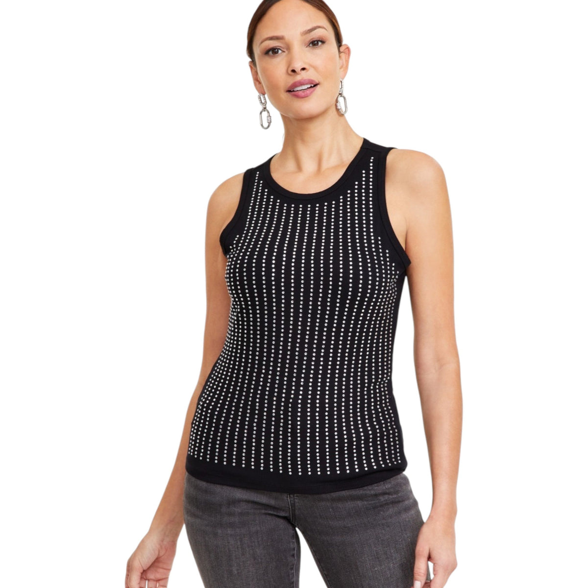 Women's Rhinestones Top,Black