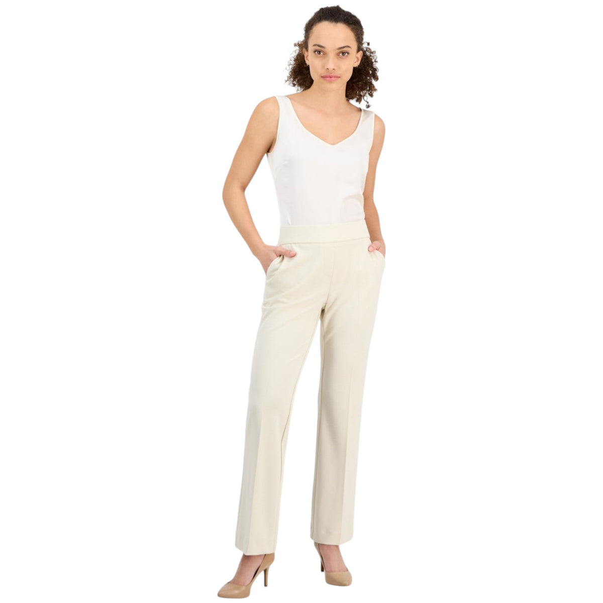 Women's Plain Pant,Light Beige