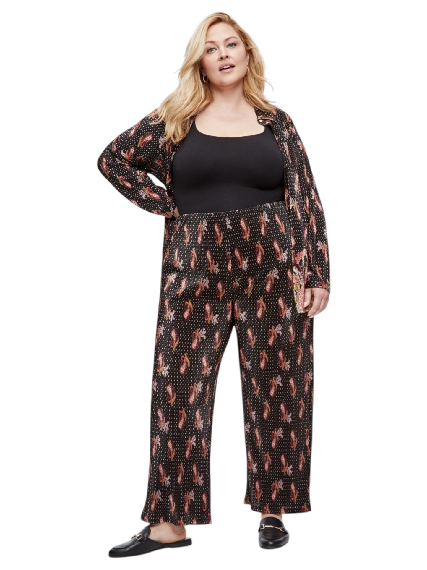 Women's Printed Ribbed Pant,Black