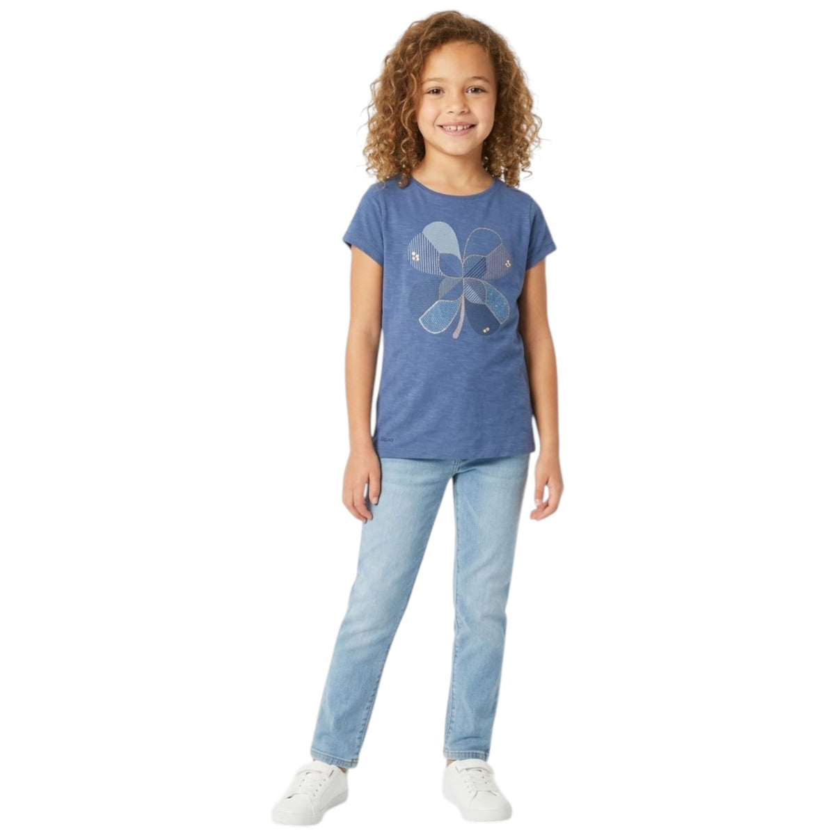 Kids Girl's Printed Top,Dusty Navy