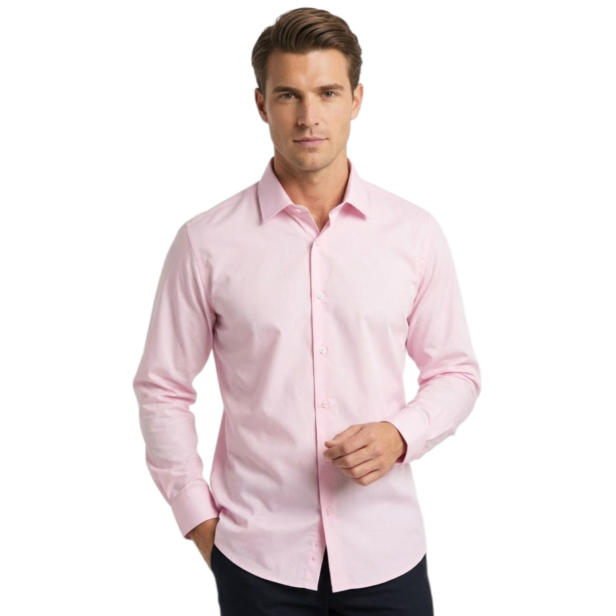 Men's Plain Dress Shirt,Pink
