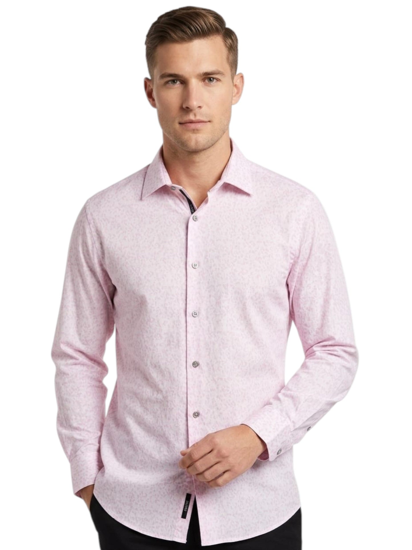 Men's Printed Dress Shirt,Light Rose