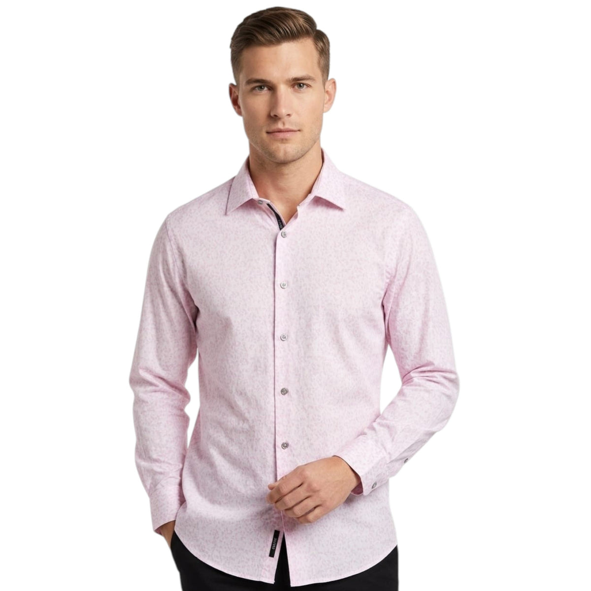 Men's Printed Dress Shirt,Light Rose