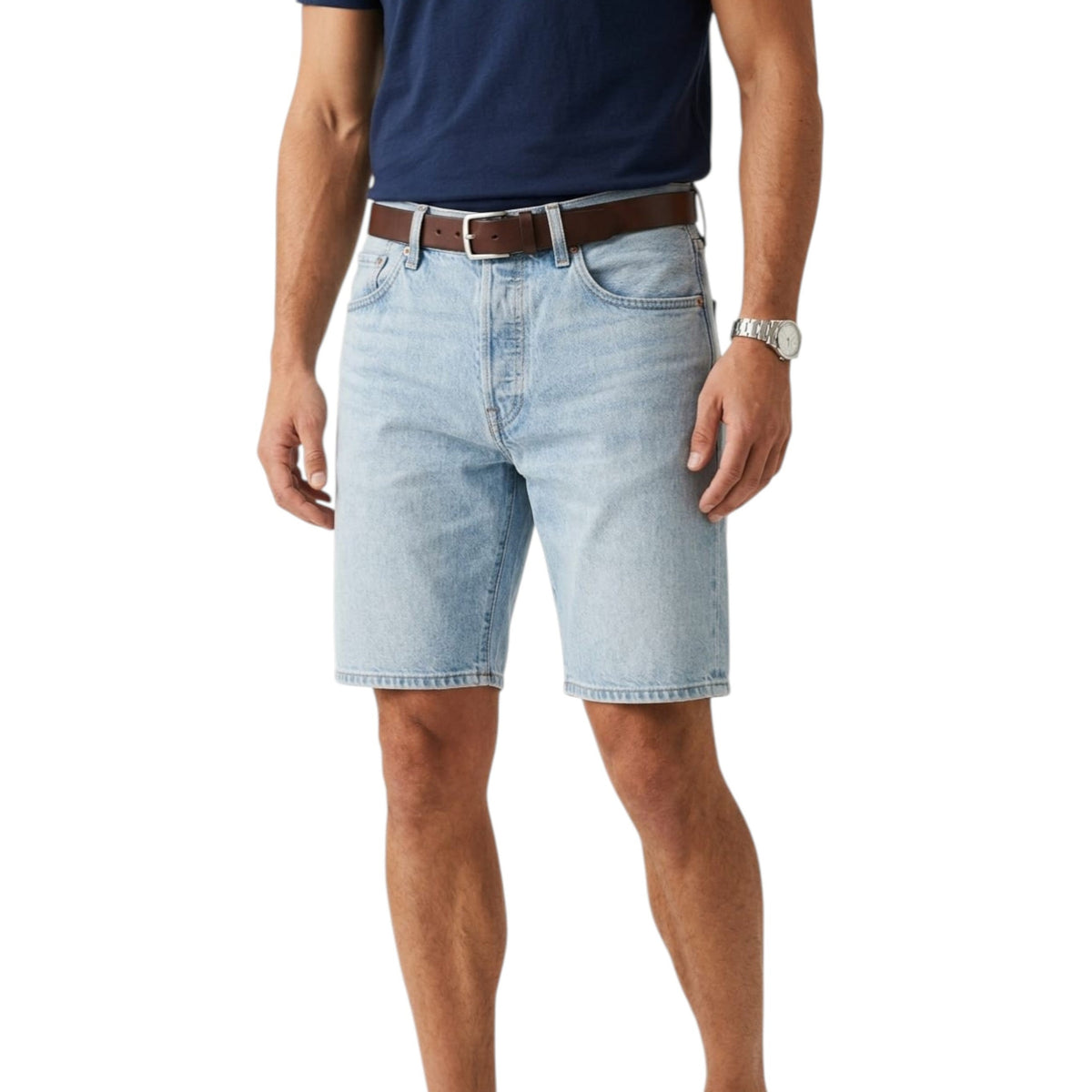 Men's Plain Jeans Short,Blue