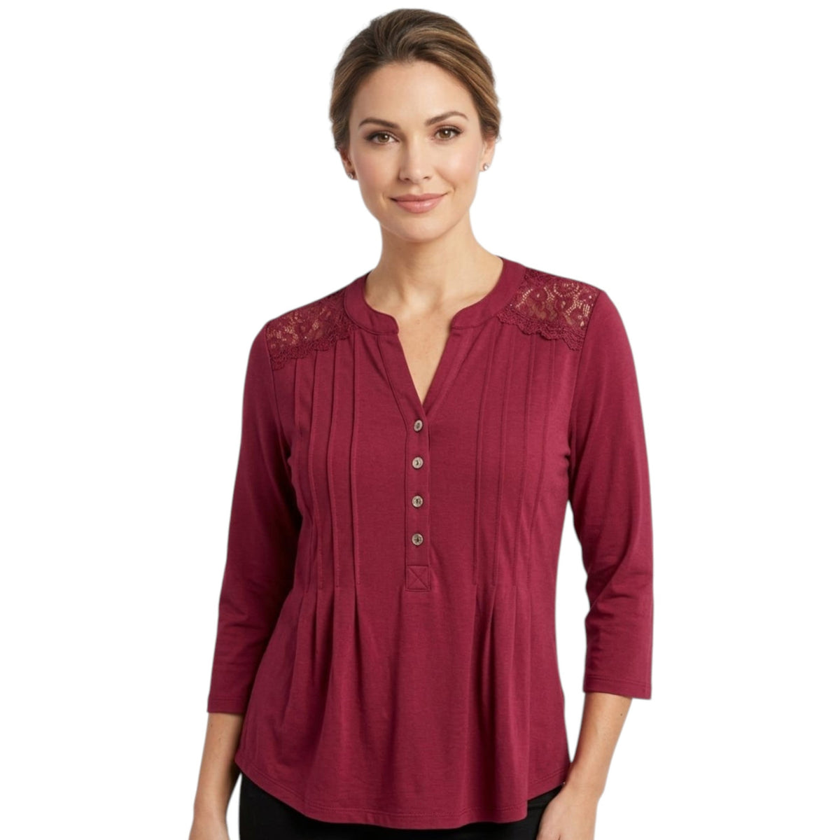 Women's Mesh Plain Top,Burgundy