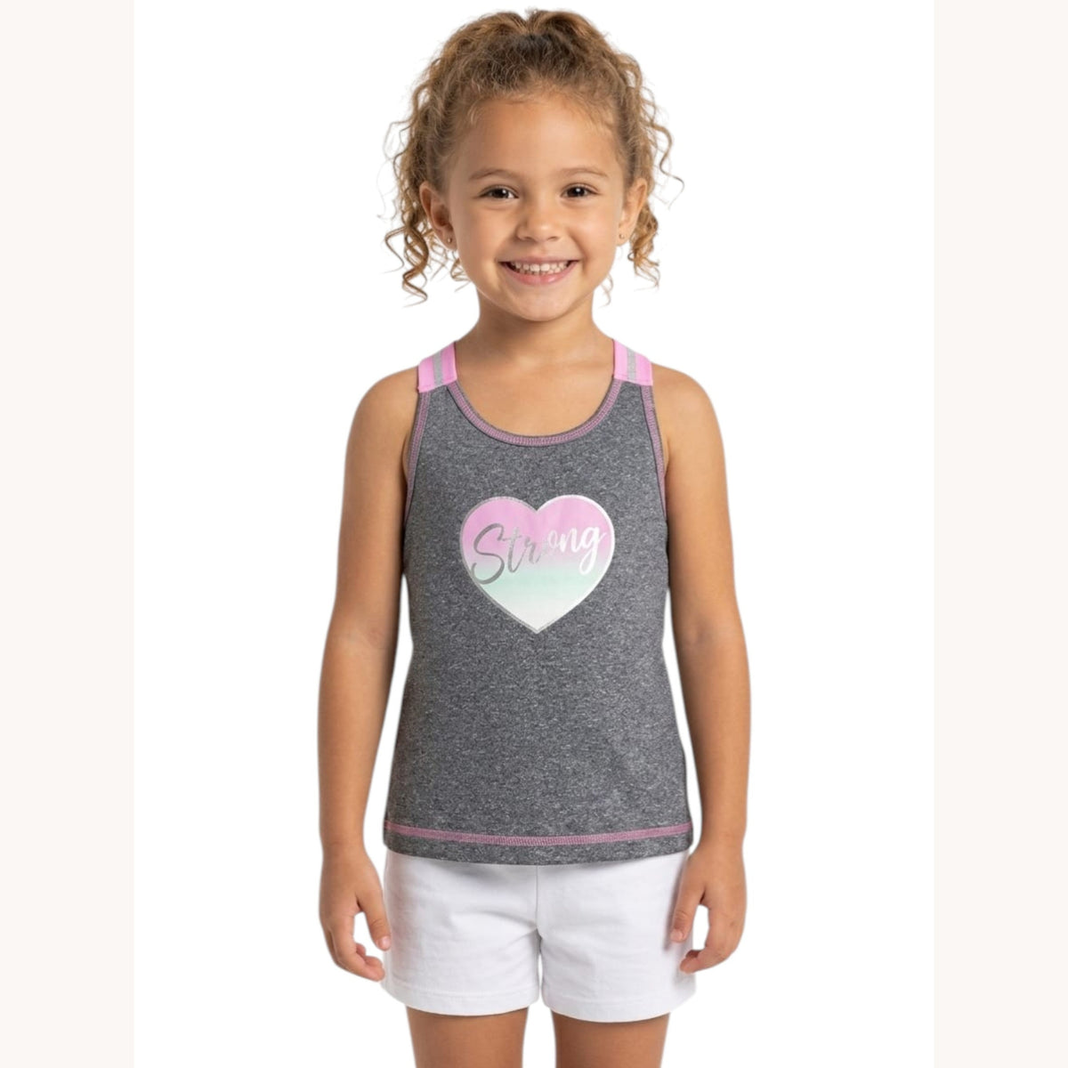 Kids Girl's Heart Printed Top,Grey