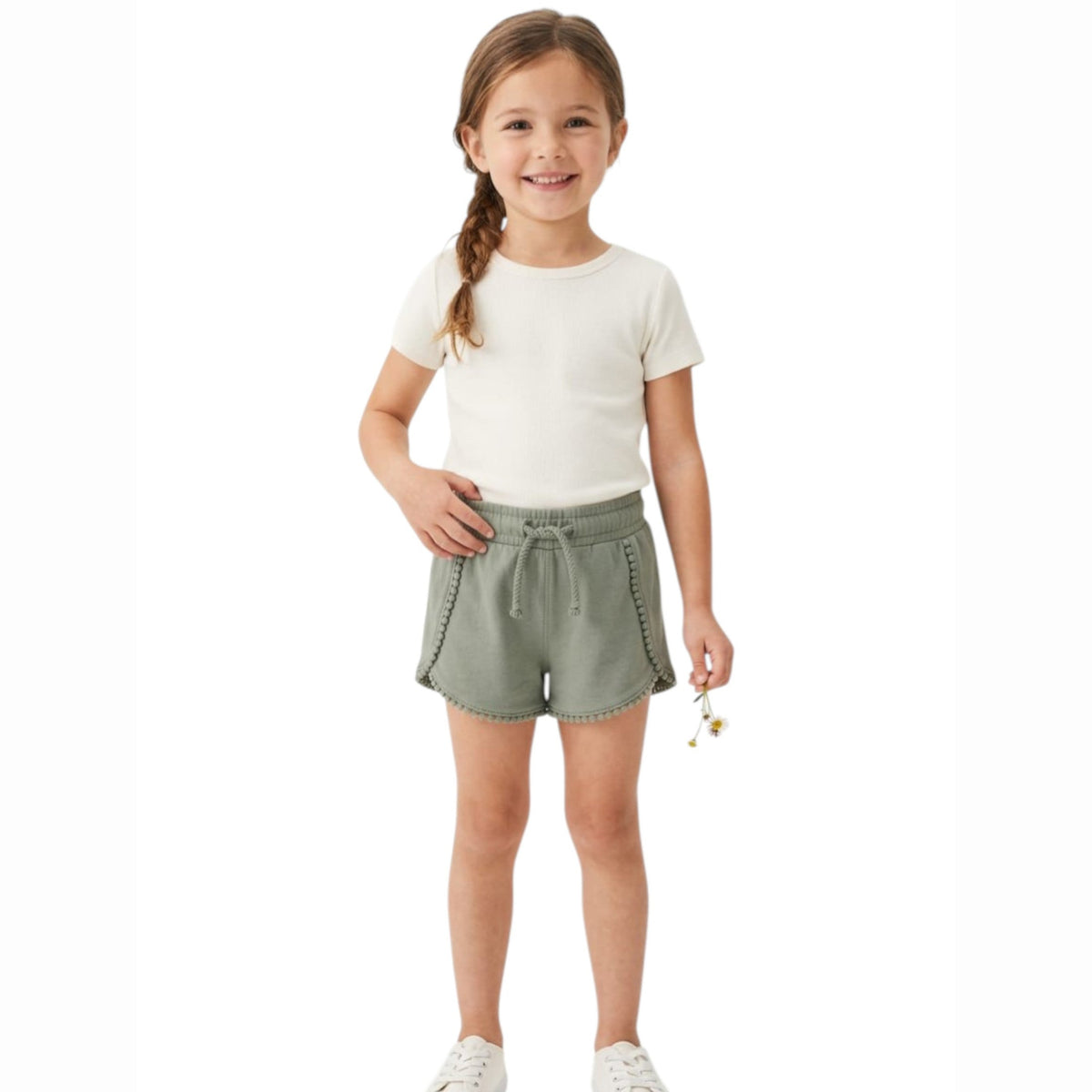 Kids Girl's Plain Short,Olive