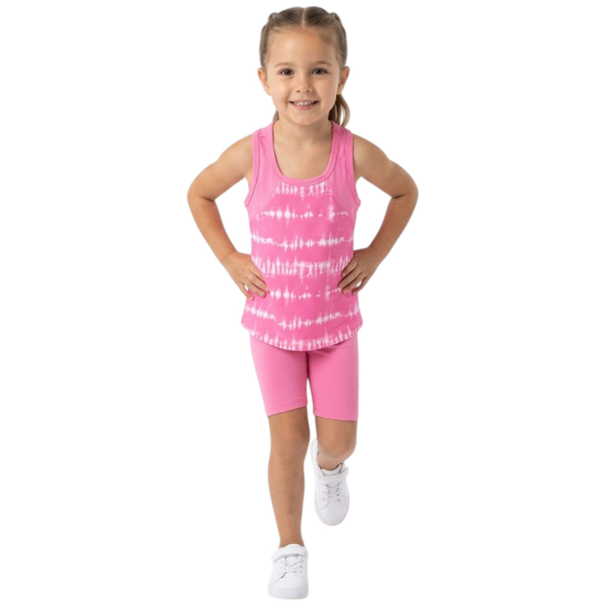 Kids Girl's White Printed Top,Pink