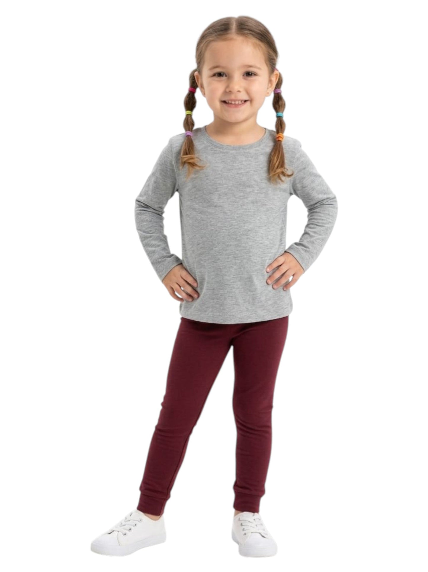 Kids Girl's Plain Pant,Burgundy