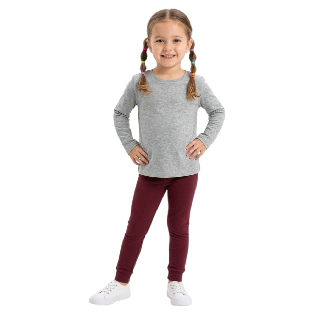 Kids Girl's Plain Pant,Burgundy