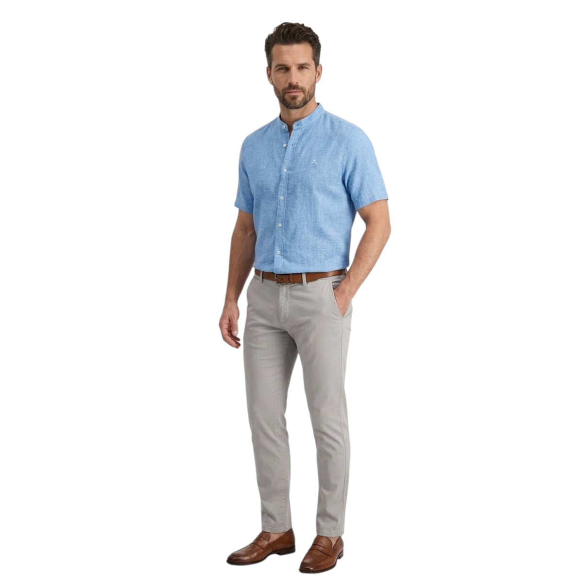 Men's Plain Heather Dress Shirt,Blue
