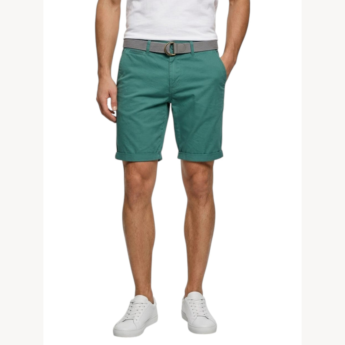 Men's Plain Short&Belt,Turquoise