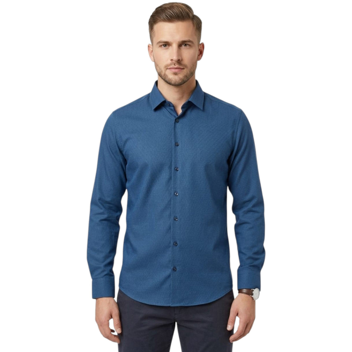 Men's Plain Dress Shirt,Navy